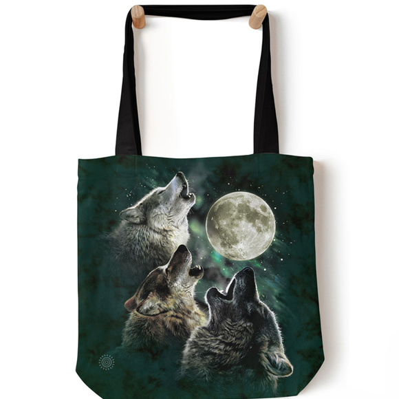 The Mountain Handbags - Three Wolf Moon 18" Tote Bag